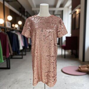 Forever 21 Blush Pink Sequin‎ Mini Dress Size Small Party Cocktail Holiday Glam